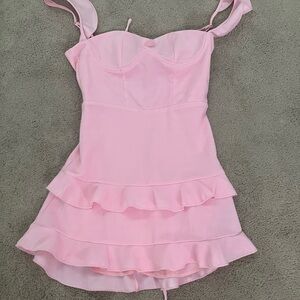 Lucy in the sky Pink Ruffled Mini Dress
